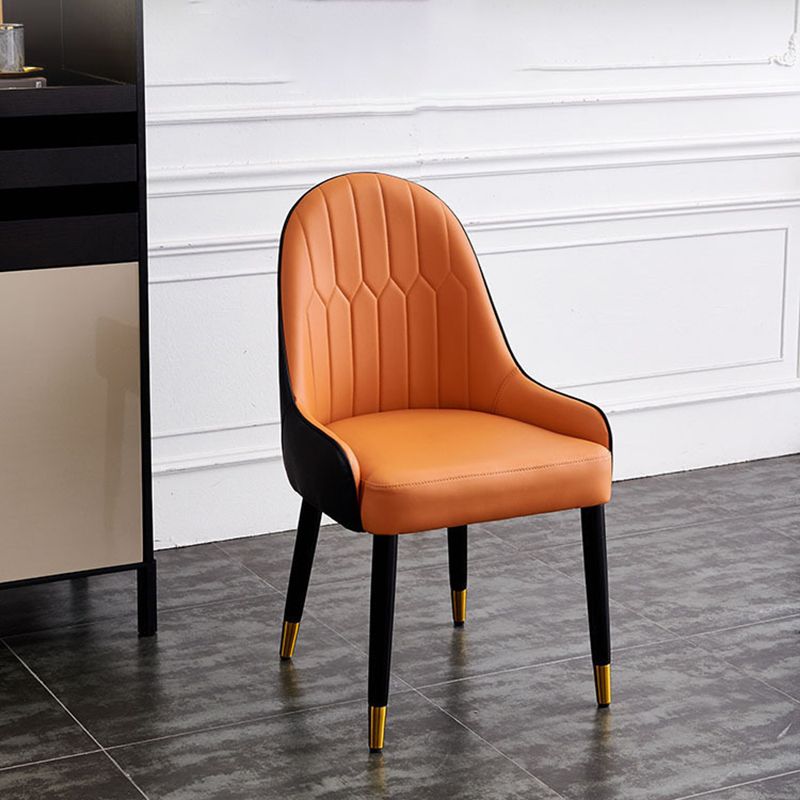 Leather Dining Side Chair Scandinavian Design Arm Solid Back Dining Side Chairs