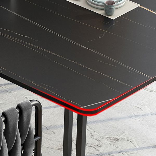 Industrial Black Table for Restaurant Rectangle Dining Table with Double Pedestal
