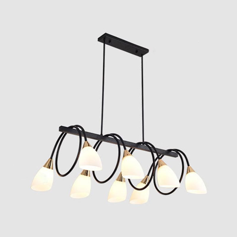 Sala da pranzo isola lampada a piede a sospensione in stile Nordic Black Island con tonalità in vetro cono