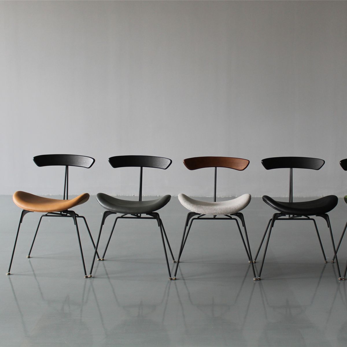 Ensembles de chaises latérales à dossier ouvert de chaise de salles à manger de cuisine en métal contemporain