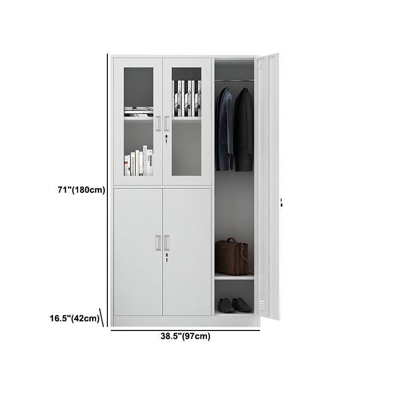 White Steel Wardrobe Armoire Contemporary Hinged Wardrobe Cabinet