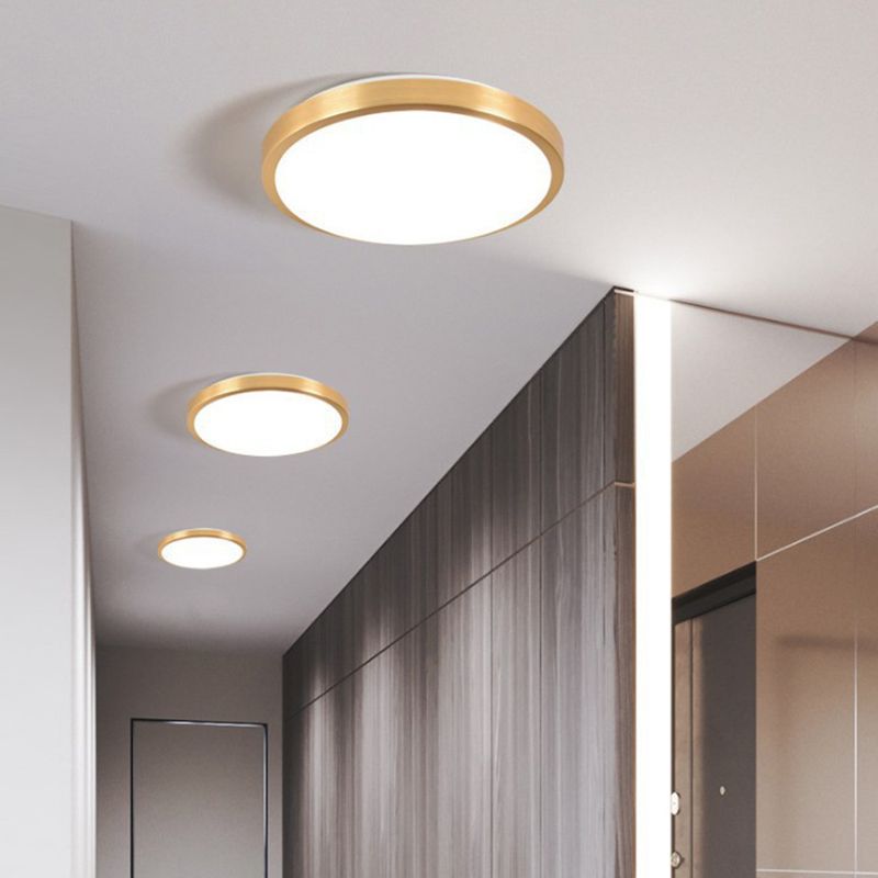 Luminaire encastré rond pour salon en métal LED plafonnier moderne en or