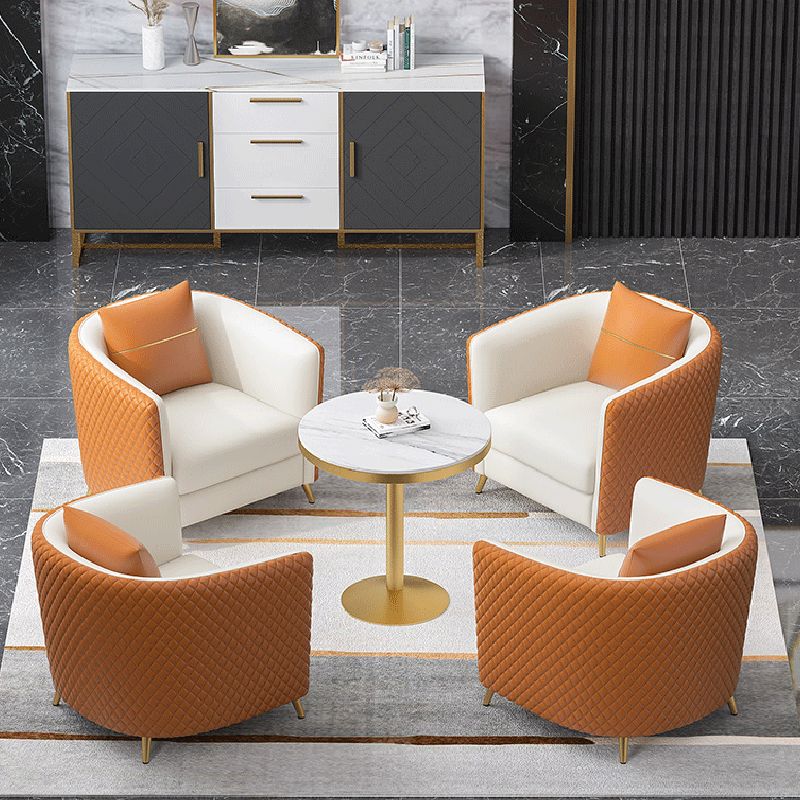 33.46" Wide Faux Leather Sofa Contemporary Standard Tuxedo Arm Sofa