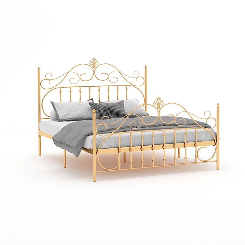 Glam Metal Bed Frame with Camelback Open-Frame Headboard and Footboard