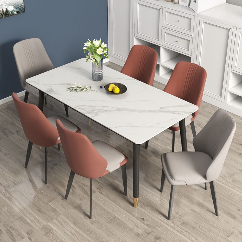 Rectangle Dining Table 4 Legs Dining Table with Solid Wood Base