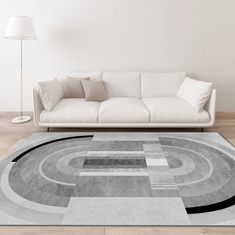 Black Modern Indoor Rug Polyester Striped Indoor Rug Non-Slip Backing Rug for Living Room