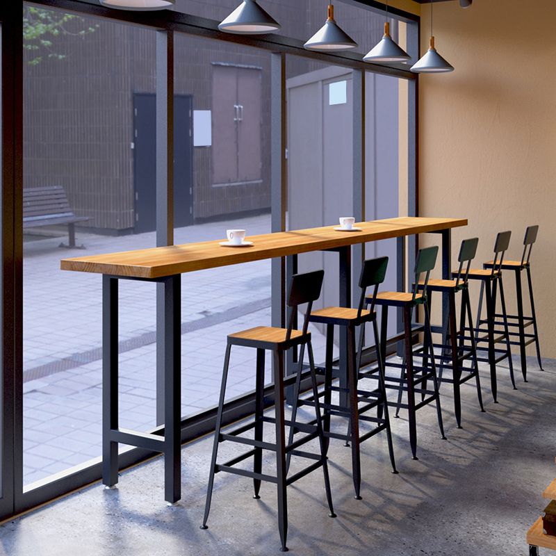 Rectangle Wood Top Counter Table Industrial Bar Table for Dining Room