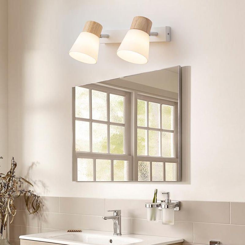 Modern Bell Vanity Wall Light Fixtures Wood Vanity Lights in White