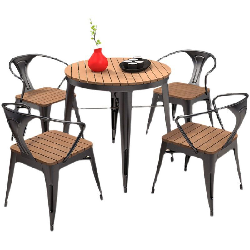 Industrial 1/3/5 Piece Dining Set Reclaimed Wood Dining Table Set for Outdoor