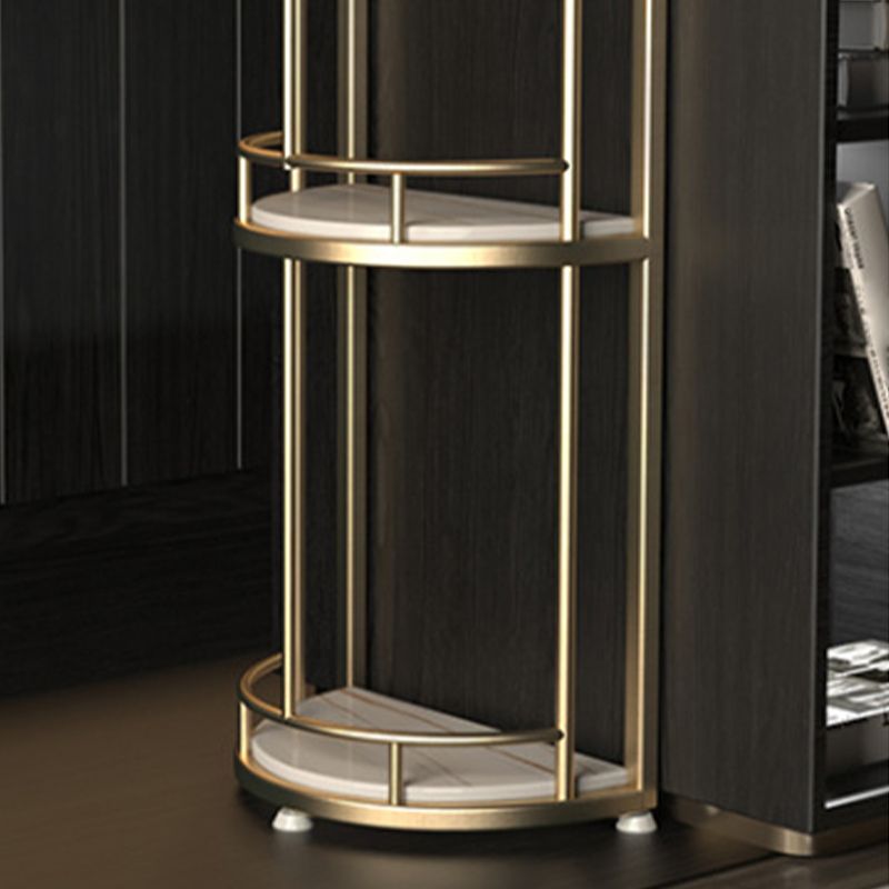 Stone Top Bar Stool Table Glam Style Bar Dining Table with Storage