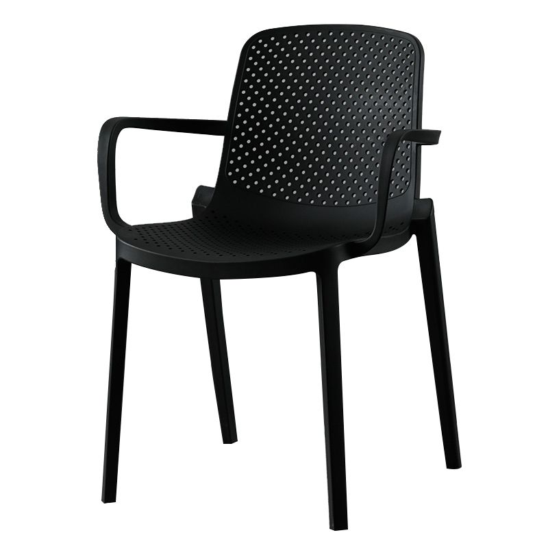 Scandinavian Plastic Dining Arm Chair Solid Back Kitchen Dining Armchair
