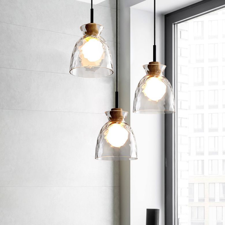 1-Light Geometric Shape Hanging Light Nordic Style Pendant Lamp with Clear Glass Shade