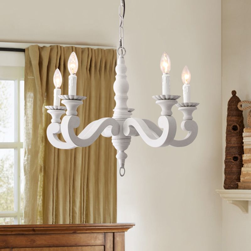 Spur Metal suspendu au lustre contemporain 5 têtes Plafond blanc léger pour chambre à coucher