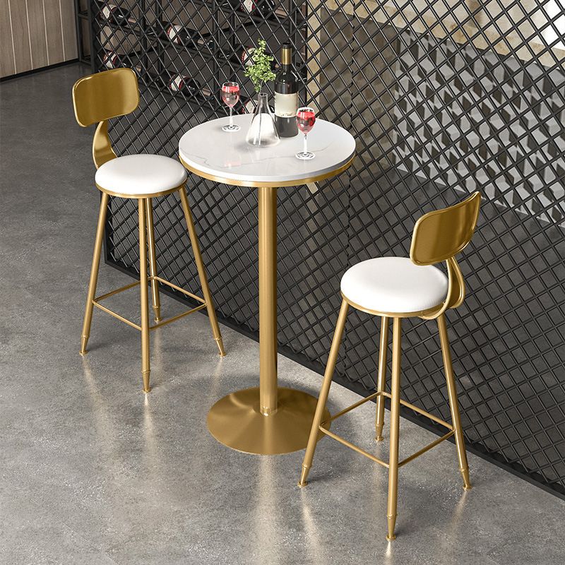 1/3 Pieces Glam Bar Table Set Round Bistro Set with White Faux Marble Top