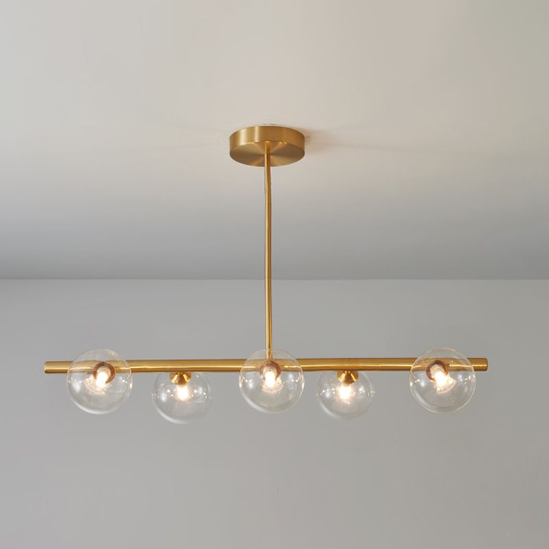 Modern Style Spherical Shape Island Lights Glass Island Lighting in Gold