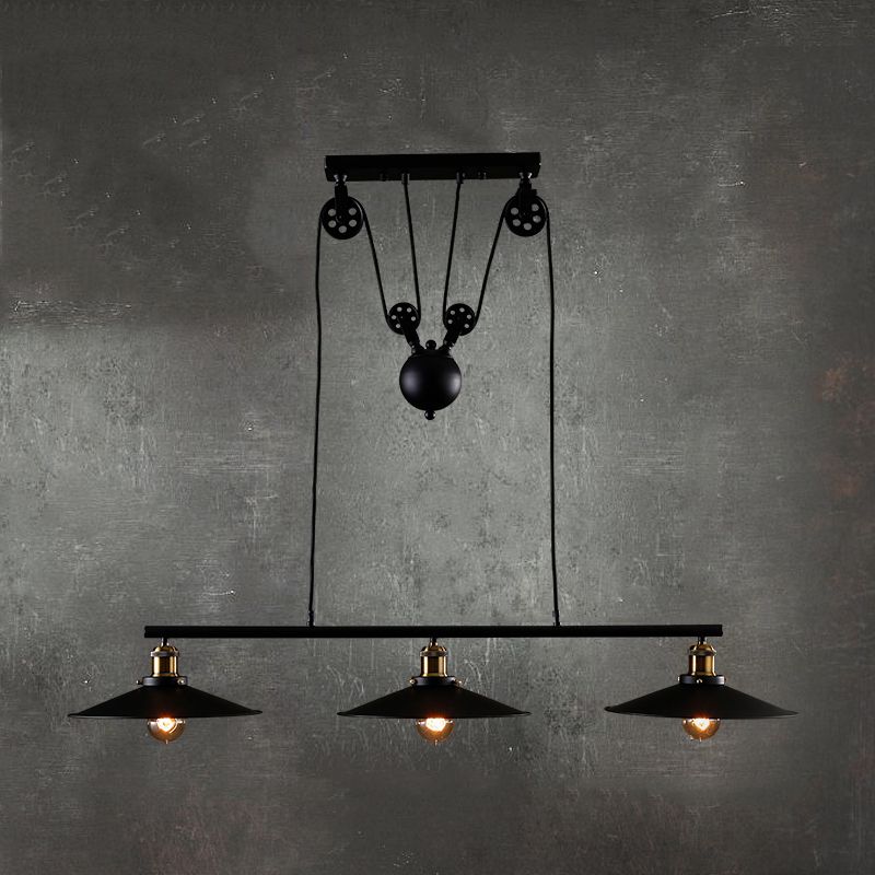 Industrial Style Cone Shape Island Light Metal Chandelier Lamp for Dining Room