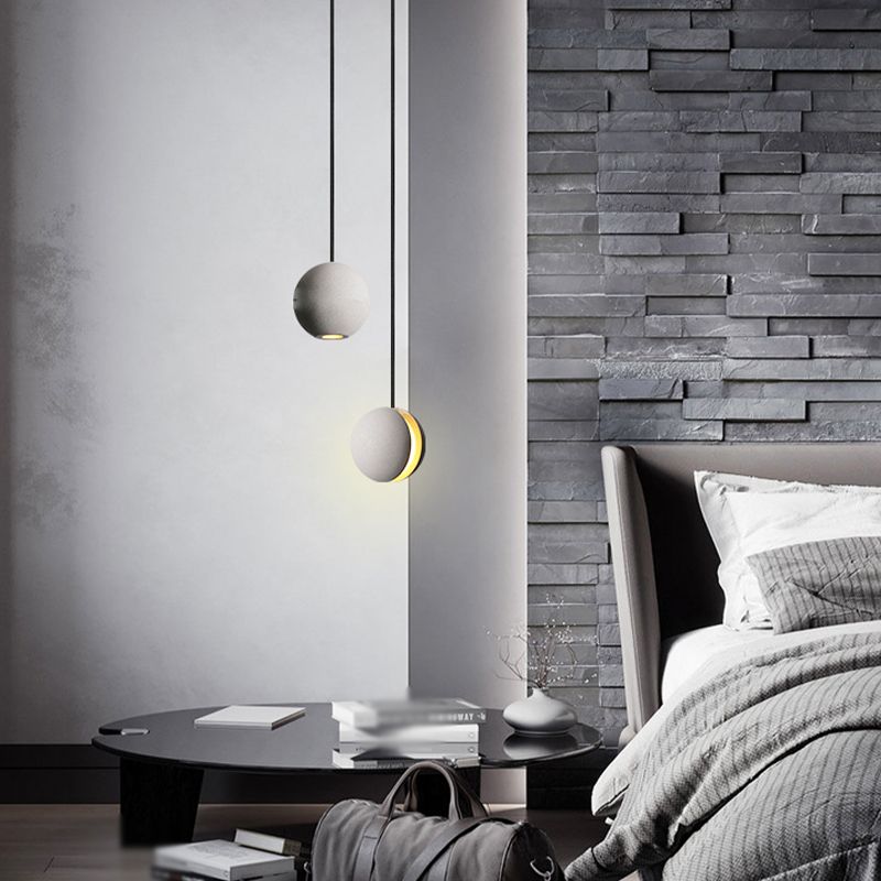 Stone Hanging Light Fixture Modern Style Pendant Light with Acrylic Shade for Bedroom