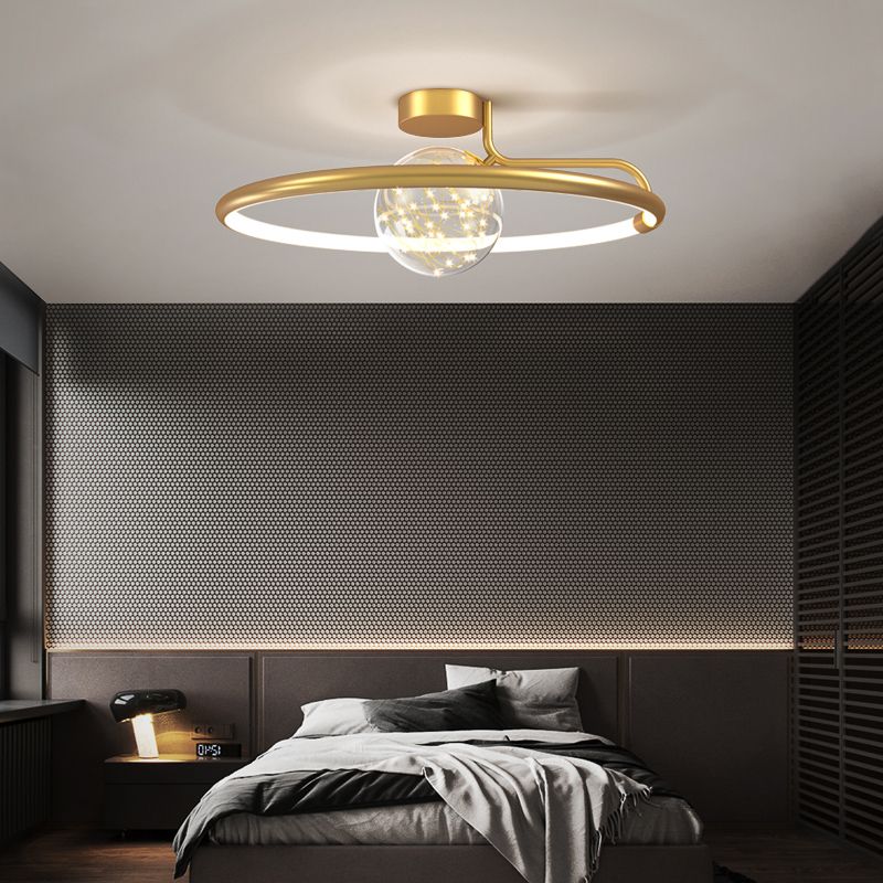 Hedendaags aluminium 1-licht LED-spoelmontagecirkel plafond gemonteerd licht voor slaapkamer