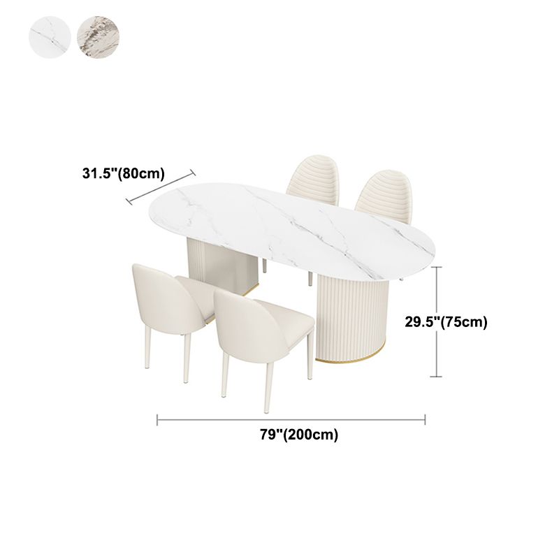 Metal Traditional Luxury Freeform Table Sintered Stone Table with Double Pedestal