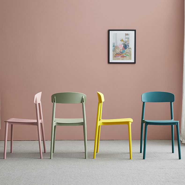 Contemporary Home Side Chair Open Back Plastic Stackable Dining Room Chair