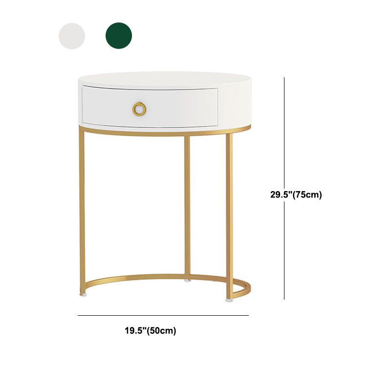 Wood and Metal Vanity Table with 1 Drawer in White/Green Makeup Desk