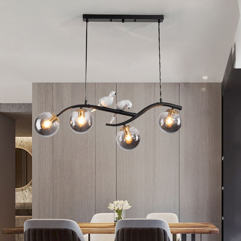Contemporary Glass Island Lighting Fixture Creative Hanging Light for Dining Room