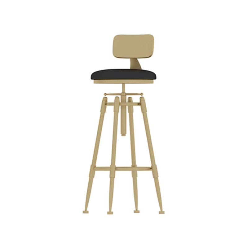 Upholstered Adjustable Height Bar Stool Industrial Iron Frame Stool