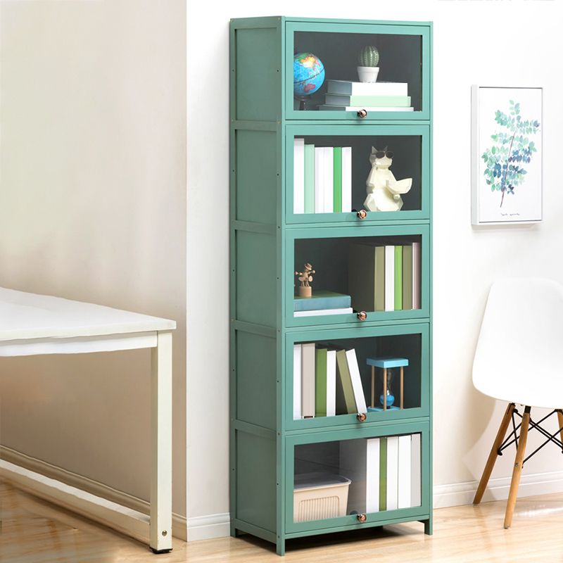 Contemporary Green Barrister Bookcase Bamboo Bookcase for Home Office