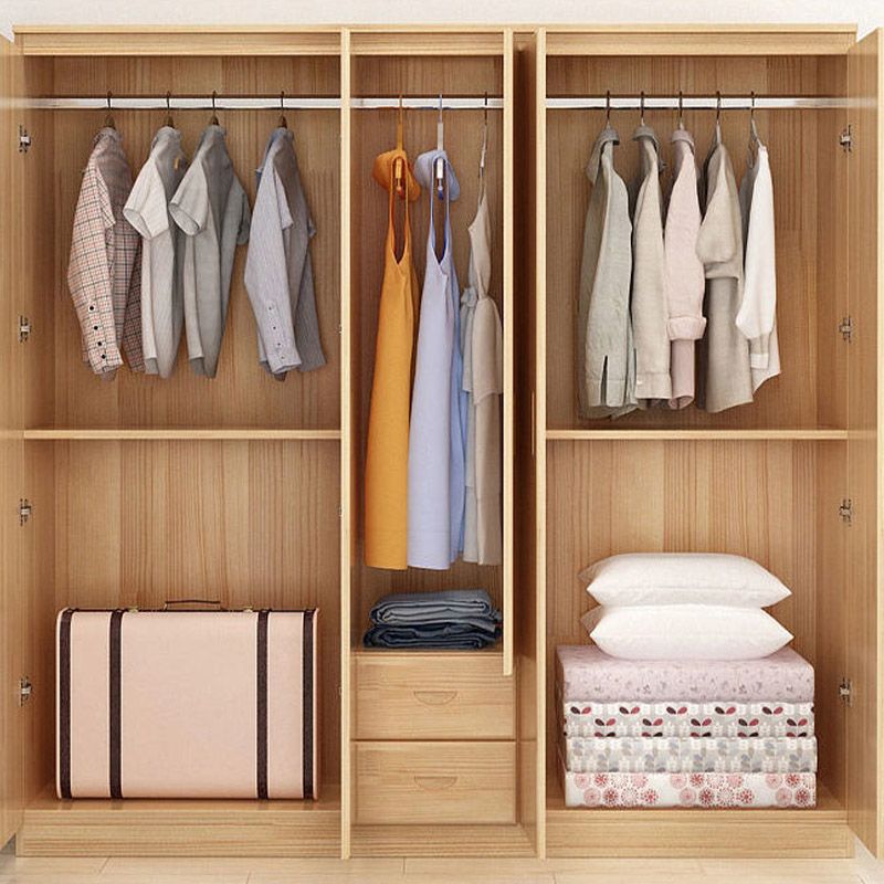 Contemporary Style Wardrobe Armoire Wood Combination Armoire with Doors