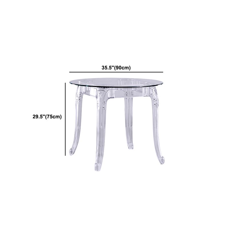 Modern Glass Dining Table Clear Dining Table with Plastic Base