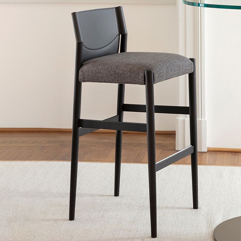 Contemporary 35.4-inch Armless Bar Stool with Solid Wood Base