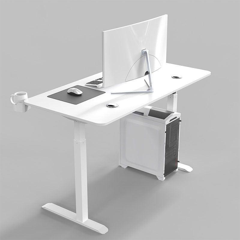 Contemporary Desk for Office Rectangular Gaming Desk in White/Black