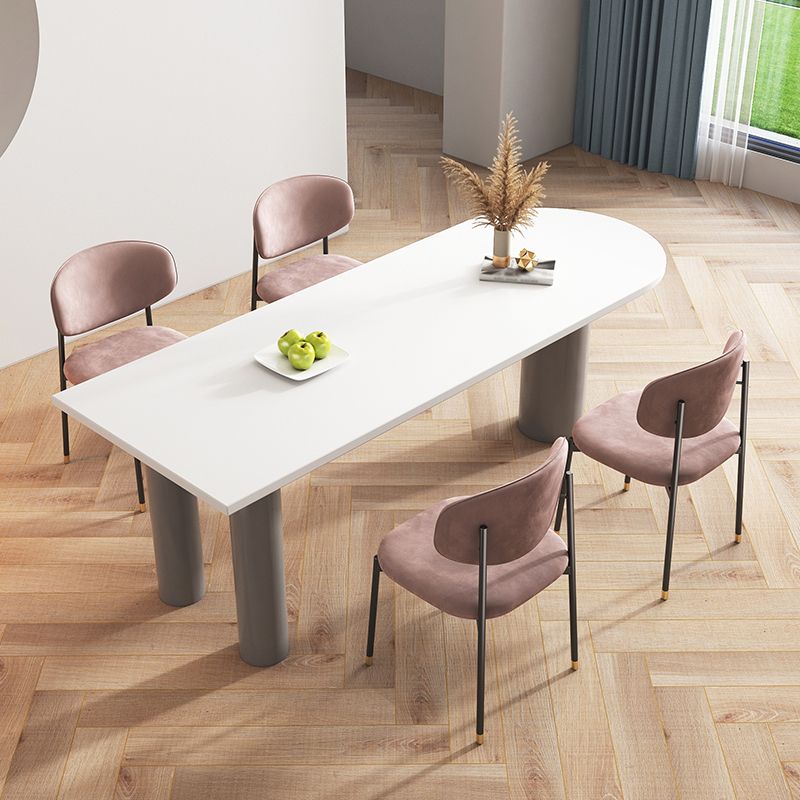Modern Oval Dining Table Grey Solid Wood Double Pedestal Table Home Kitchen Dinner