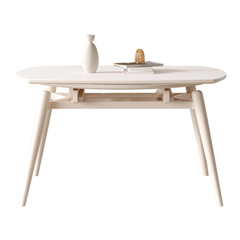 Round Extendable Dining Table Modern White Stone Tabletop with Double Drop Leaf