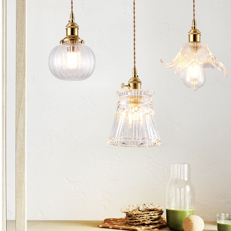 One Head Modern Clear Glass Pendant Light Bedroom Living Room Dining Room Pendant