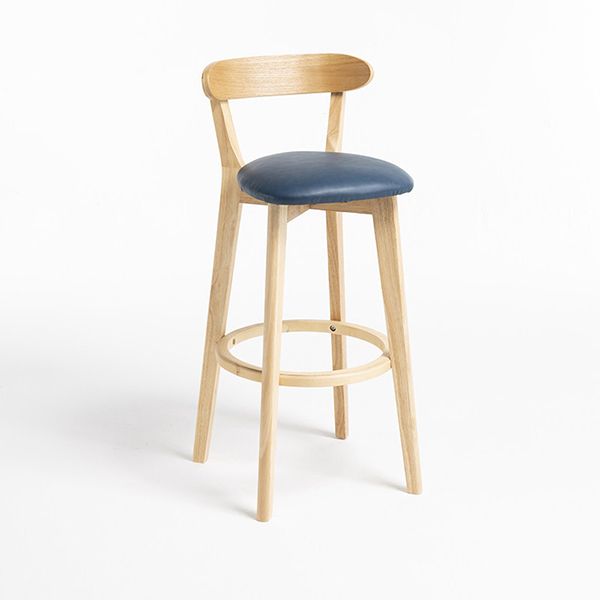 Scandinavian Rubberwood Home Stool Matte Finish Upholstered Bar Stools