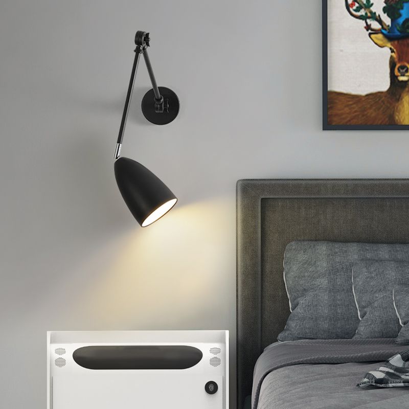 Metal Shade Wall Light Modern Single Light Adjustable Wall Sconce for Bedroom