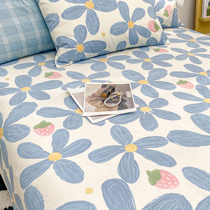 Cotton Bed Sheet Patterned Breathable Fade Resistant Soft Bed Sheet Set