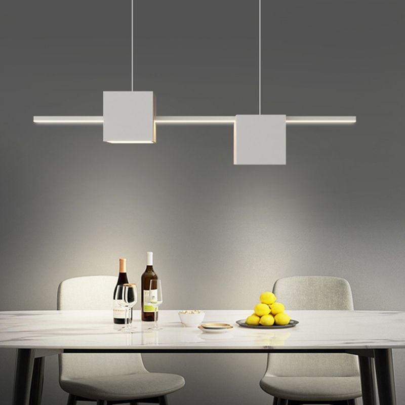 LED Island Light Modern White Island Hanging Light with Silica Gel Shade for Dining Room