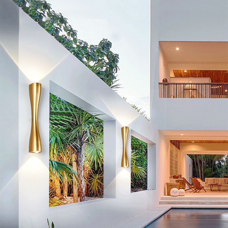 Geometrischer Schatten 2-Lights Wandleuchten moderner Metallmontageleuchte in Gold