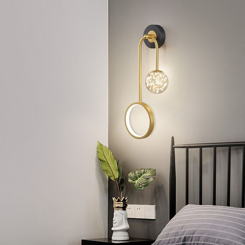 Glass Spherical Shape Wall Lights Modern Style 2 Light Wall Mount Fixture for Bedroom