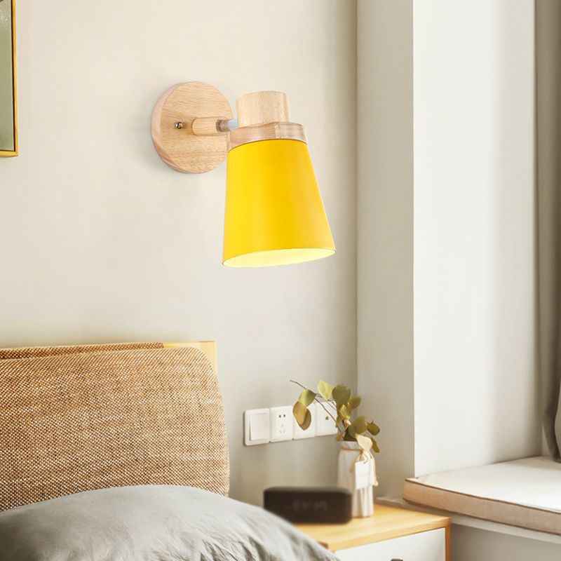Modern Style Flared Wall Sconces Wood 1 Light Wall Mount Light Fixture