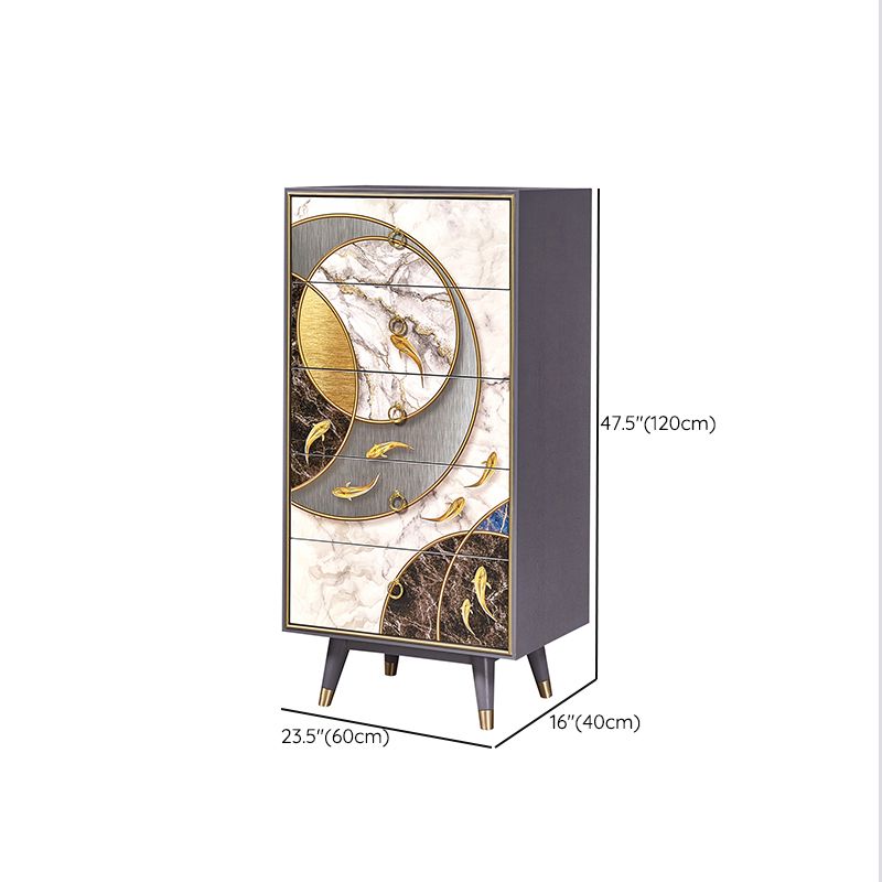 Wooden Storage Chest Dresser Classic Glam Storage Chest with Drawers