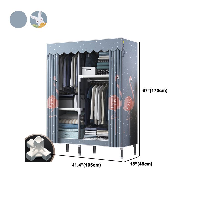 Modern Style Wardrobe Closet Metal Frame Wardrobe Armoire with Shelves