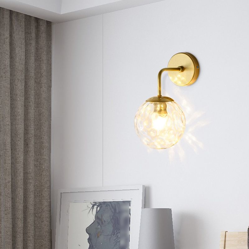Industrial Style Ball Shape Wall Sconce Glass 1 Light Sconces for Dining Room
