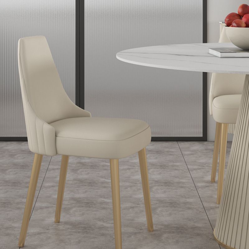 Tavolo da pranzo superiore in pietra sinterizzato in tavola rotonda bianca con base piedistallo