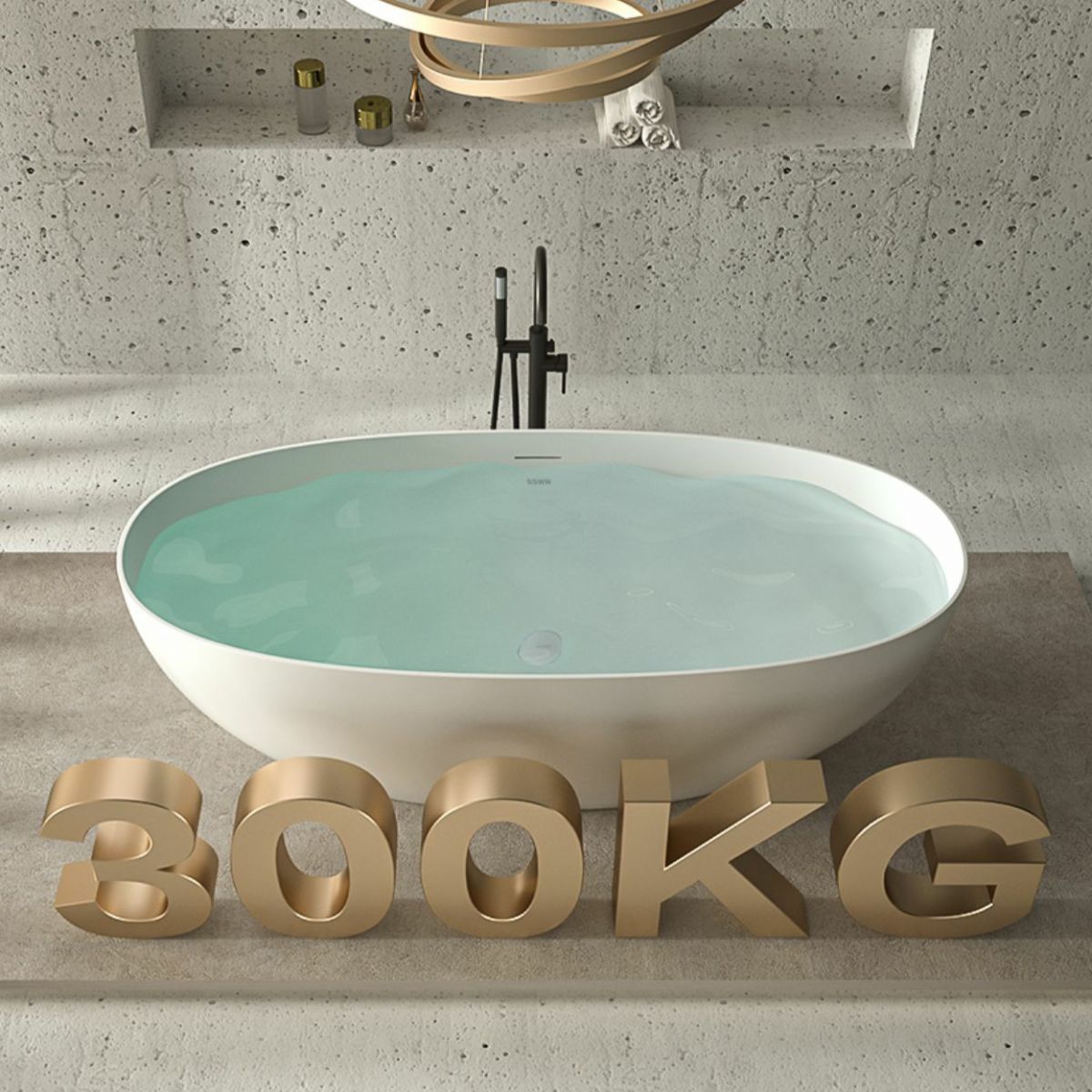 Freestanding Modern Soaking Bathtub Antique Finish Oval Bath Tub