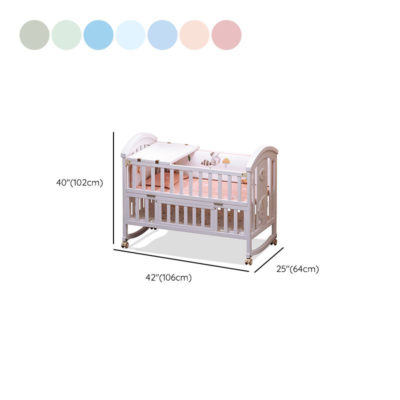 Modern Casters Nursery Crib Under Crib Storage Baby Crib with Guardrail