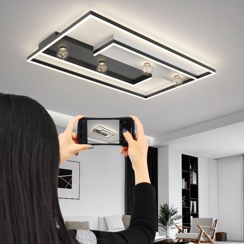 Squared Flush Mount Metal LED Minimalism Ceiling Light Fixture for Bedroom