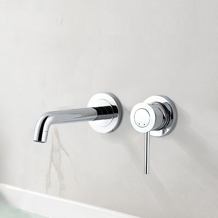 Wall Mounted Bathroom Faucet 2 Hole Faucets Low Arc Chrome Sink Faucet